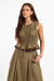 Sage the Label Central Park Ruched Tank in Olive — Front view
