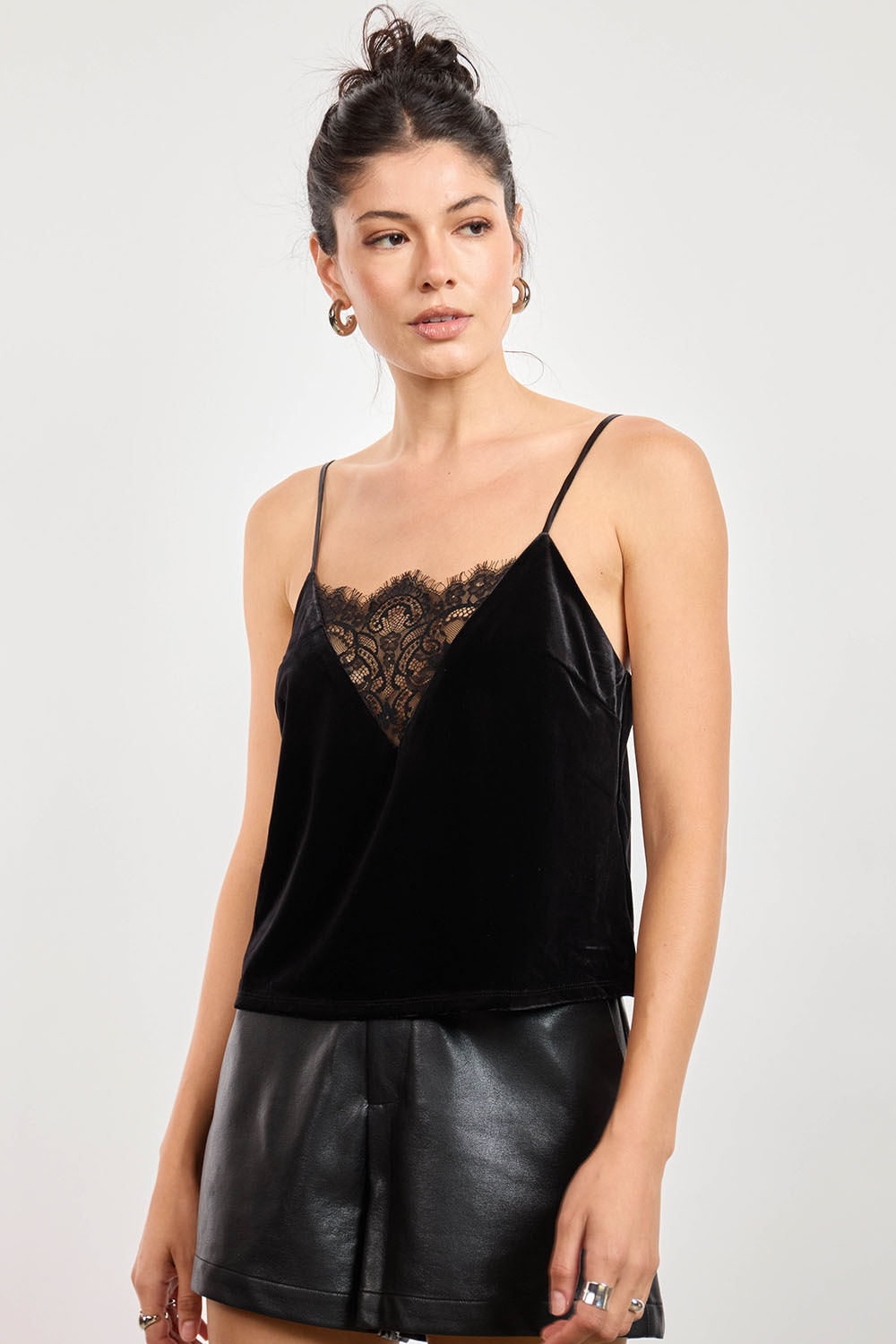 Sage the Label Femme Fatale Cami in Black — Front view
