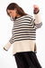 Sage the Label Flynn Crewneck Sweater in Black Cream — Quarter view, looking down