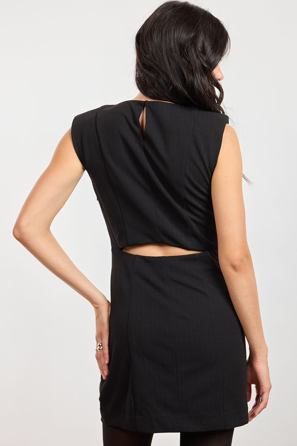 Sage the Label Gallery Mini Dress in Black Silver — Back view