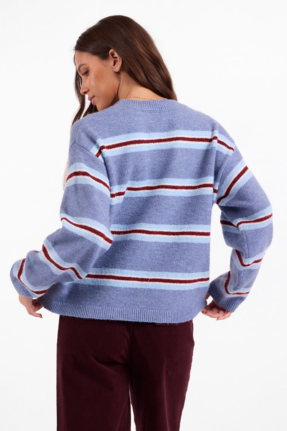 Sage the Label Hudson Stripe Sweater in Blue Multi — Back view