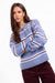 Sage the Label Hudson Stripe Sweater in Blue Multi — Front view, arms crossed