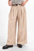 Sage the Label Logic Wide Leg Pant in Beige — Front detail view