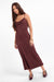 Sage the Label Rhea Slip Dress in Eggplant — Front view, weight shifted with leg crossed