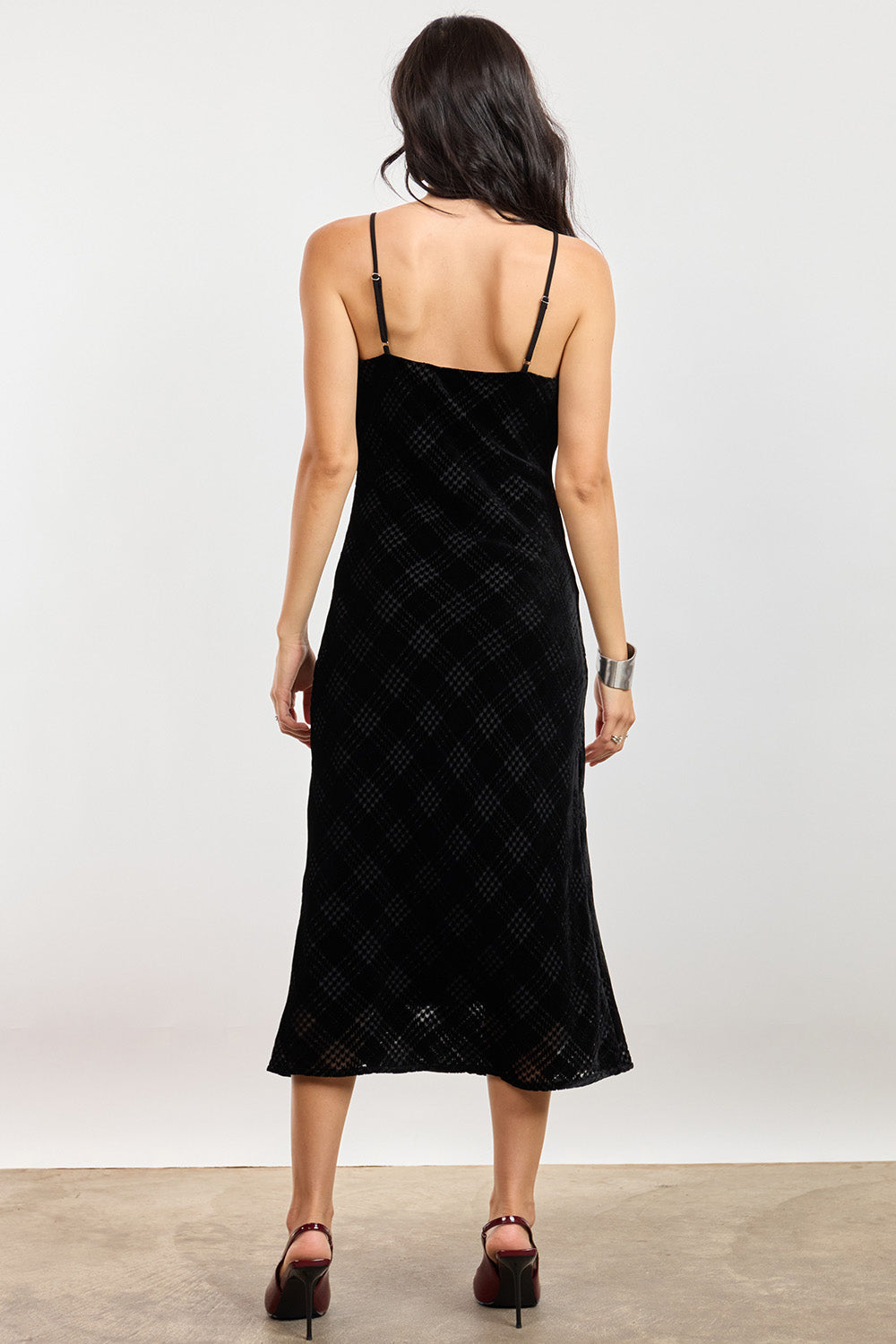 Sage the Label Rhythm Midi Dress in Black — Back view
