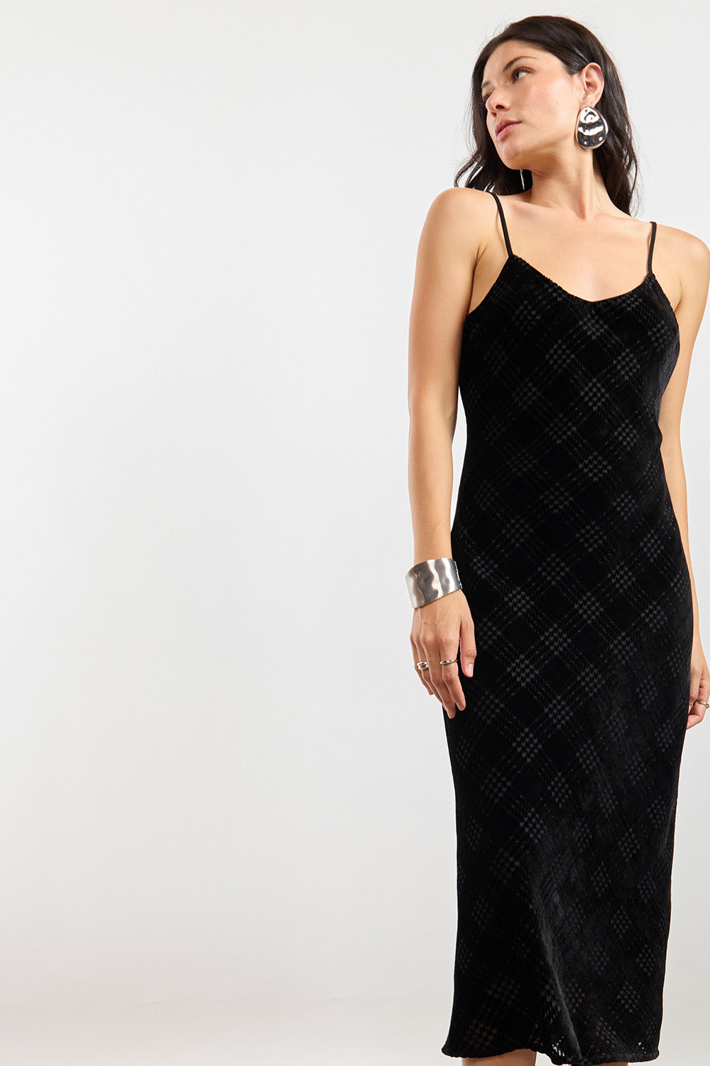 Sage the Label Rhythm Midi Dress in Black — Quarter view