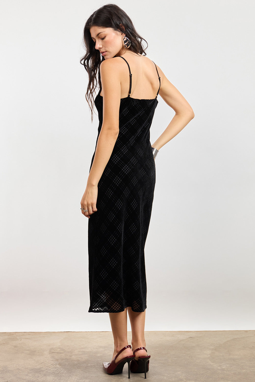 Sage the Label Rhythm Midi Dress in Black — Side view