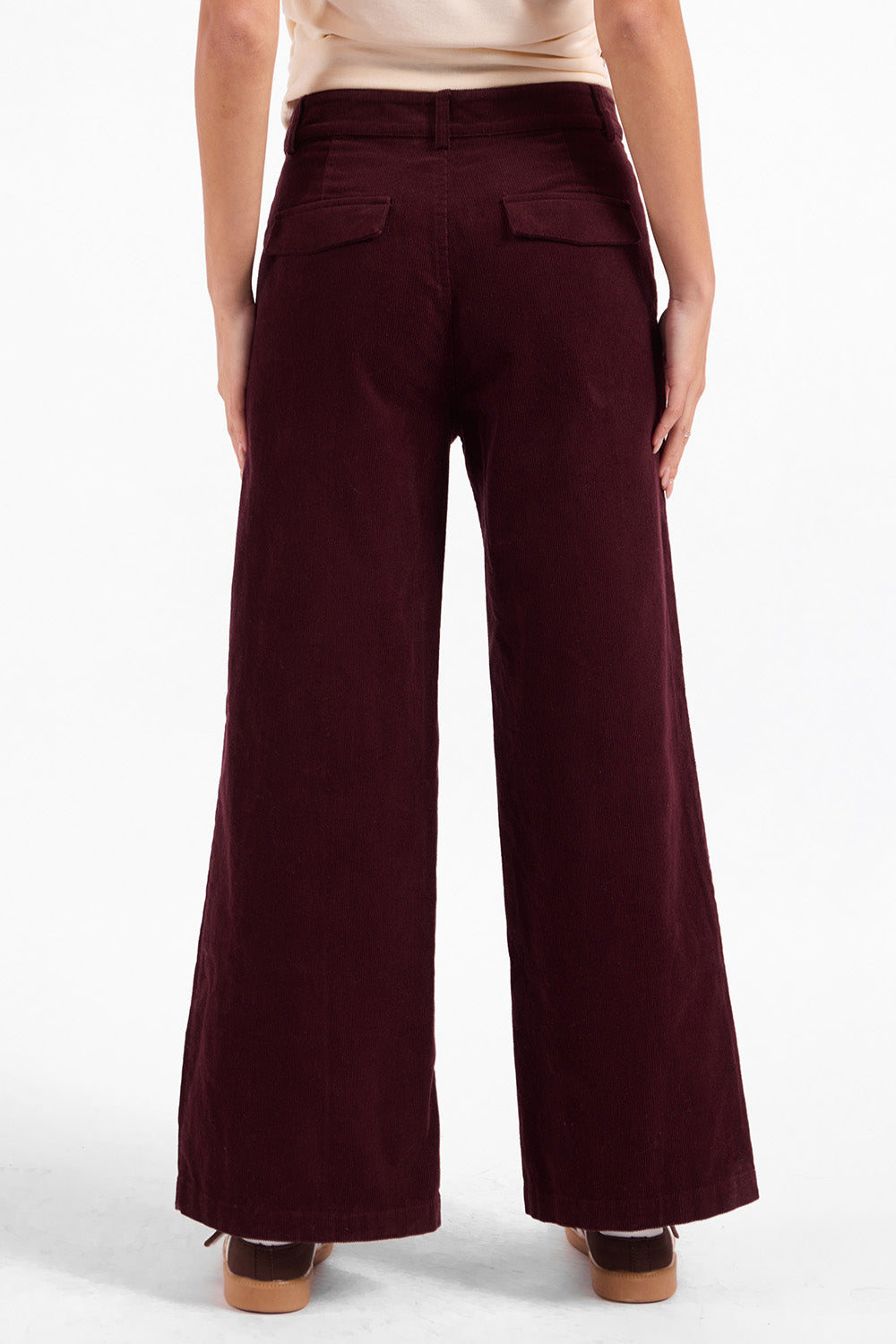 Sage the Label Secret Society Corduroy Pants in Wine — Back view