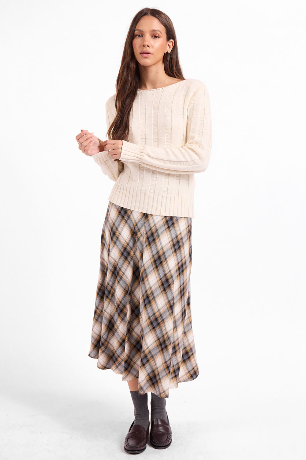 Sage the Label Semester Sweater in Ivory — Full-body view