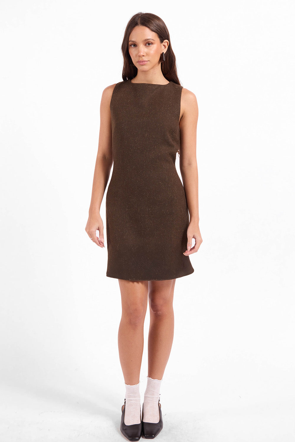 Sage the Label Simmons Shift Dress in Oak Ivory — Full-body view