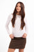Sage the Label Susanna Long Sleeve in Ivory — Front view, hands at hem