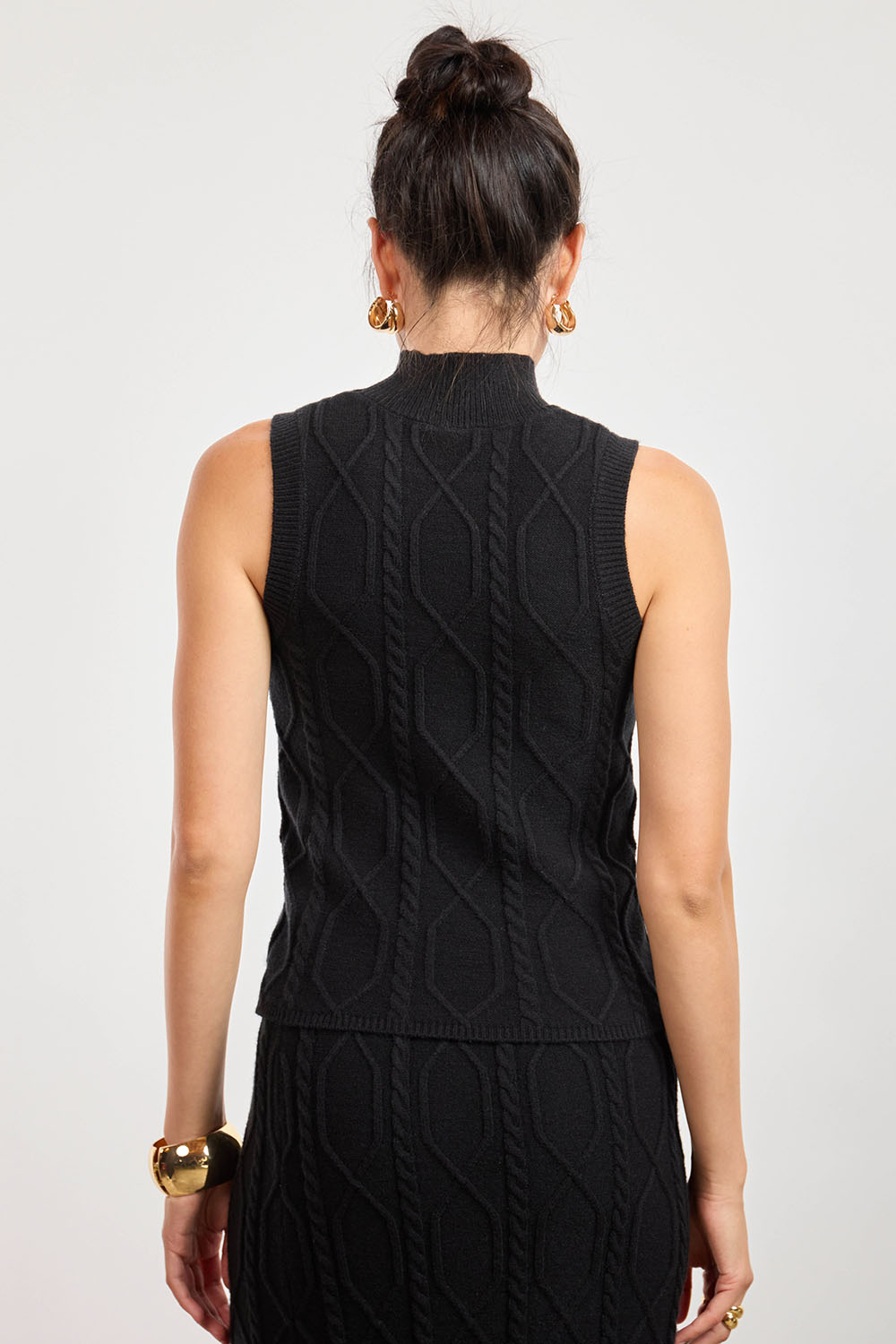 Sage the Label Tabitha Sweater Tank in Black — Back view