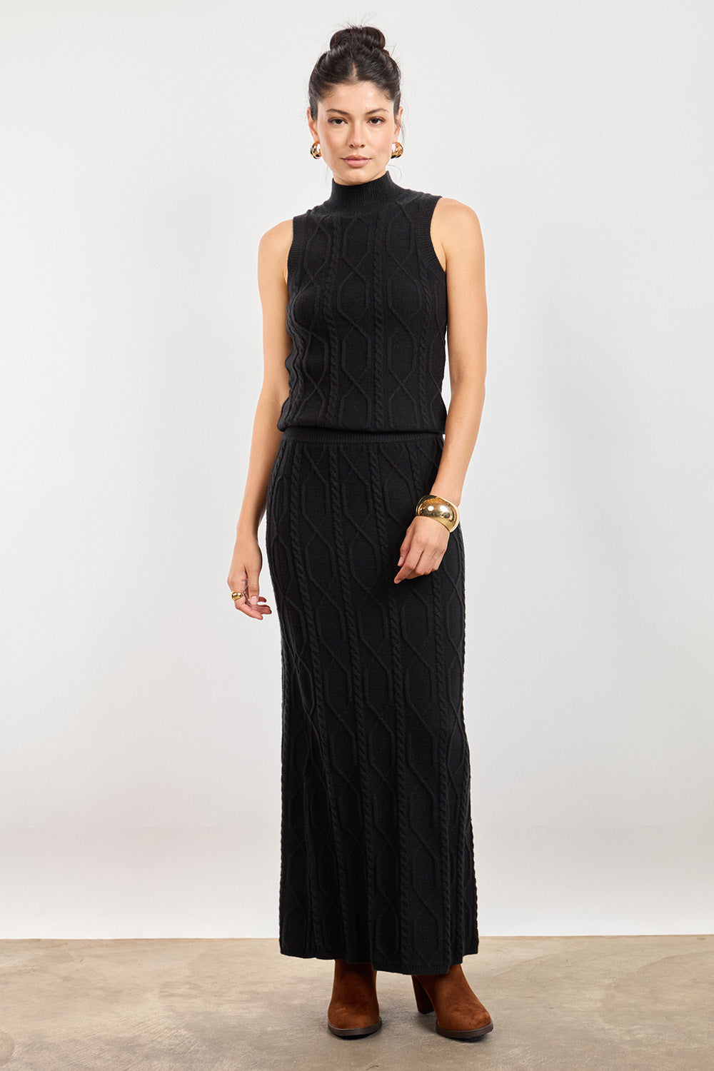 Sage the Label Tabitha Sweater Tank in Black — Full-body view