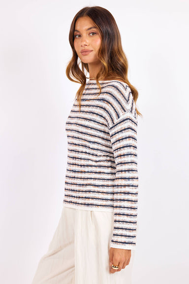sage the label borough stripe sweater navy multi side