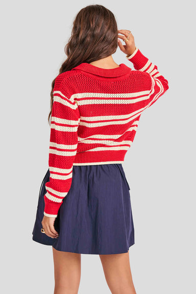 sage the label caddie collared sweater red ivory back