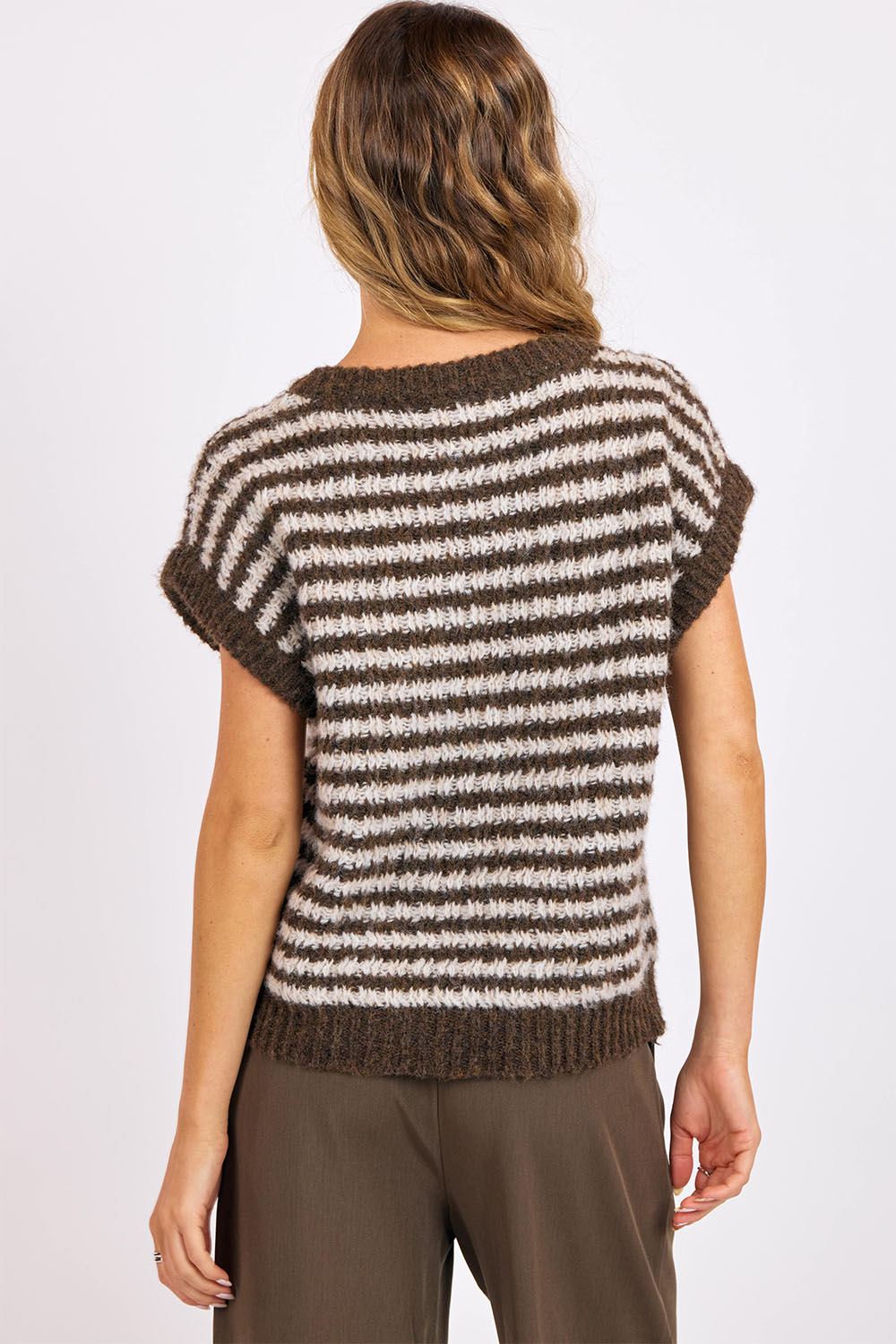 Sage the Label - Chantal Stripe Sweater Vest - Oak Cream - Back