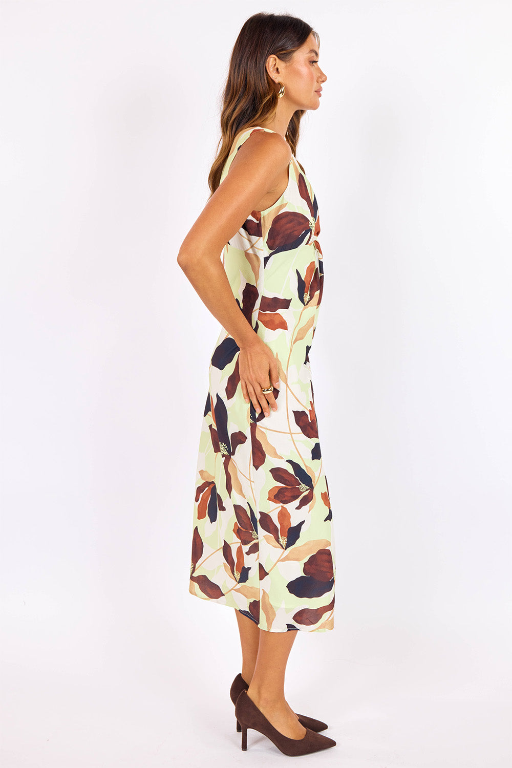 sage the label day in the city midi dress lime multi side