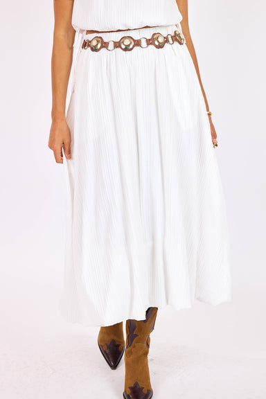 sage the label deja vu bubble maxi skirt white front