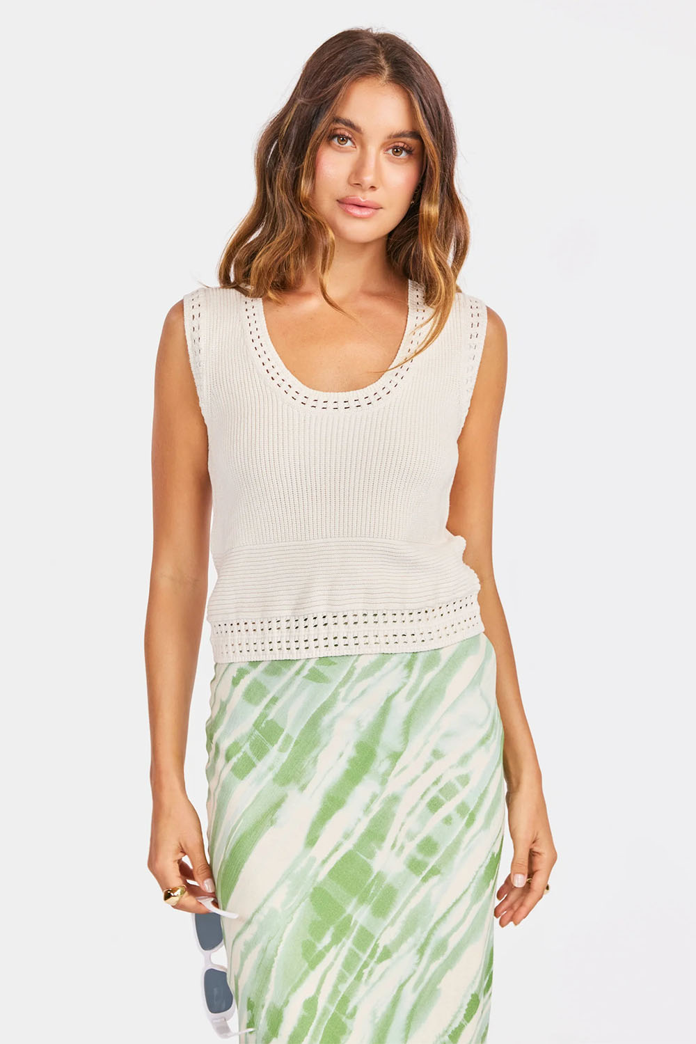 sage the label finn knit tank cream front