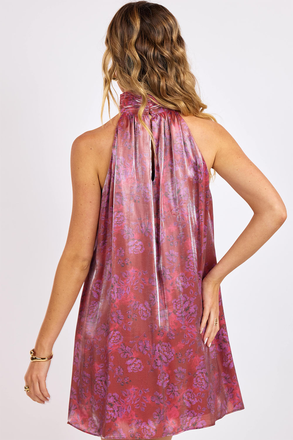 Sage the Label - Floral Glow Mini Dress - Red Multi - Back