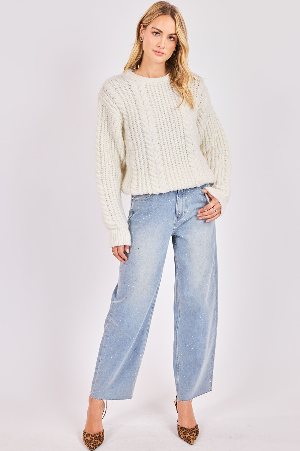 sage the label helena cable knit sweater ivory