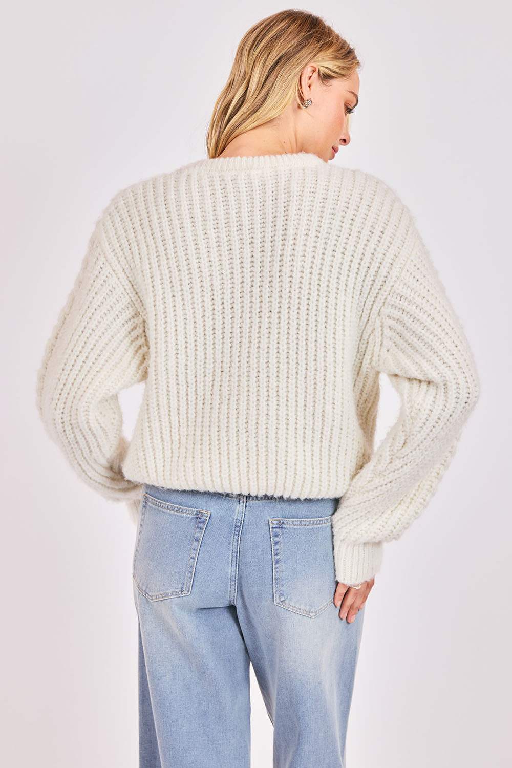 sage the label helena cable knit sweater ivory back