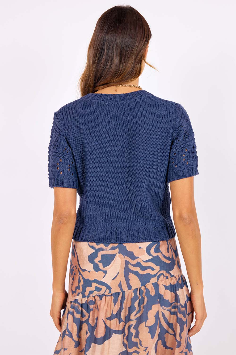 sage the label janice short sleeve sweater navy back