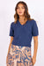 sage the label janice short sleeve sweater navy front
