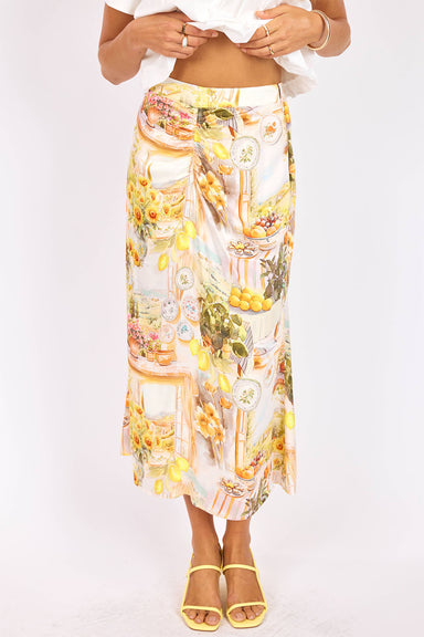sage the label limoncello midi skirt sunflower multi front
