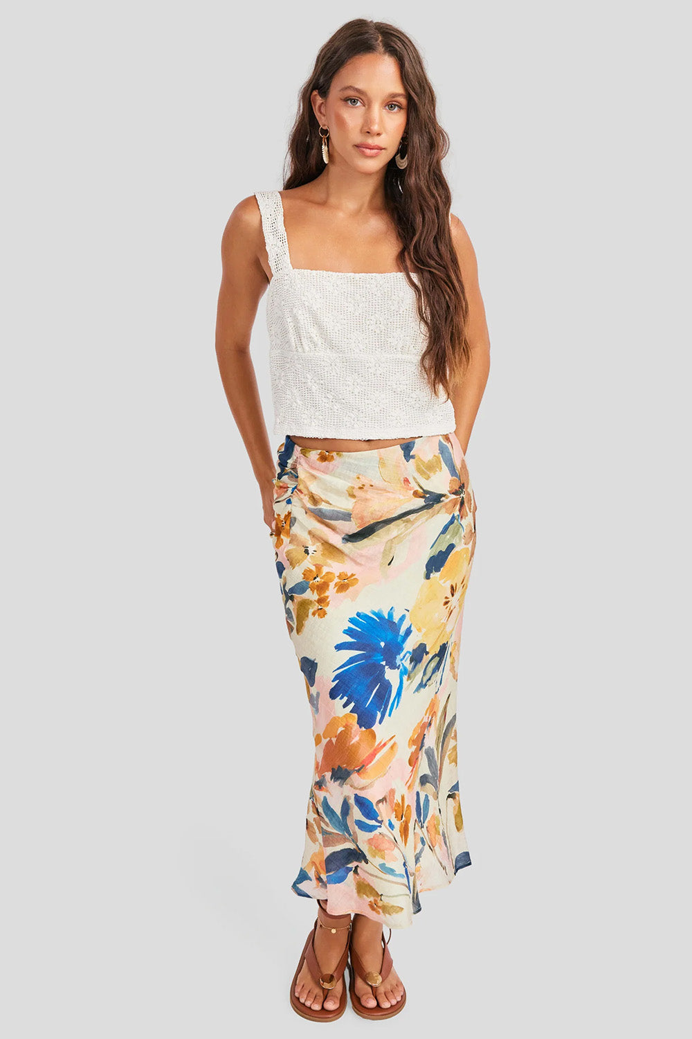 sage the label mangrove midi skirt white