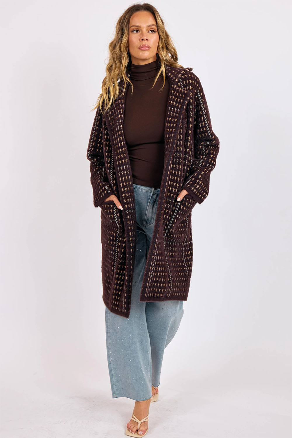 sage the label marceau houndstooth coat oak multi profile