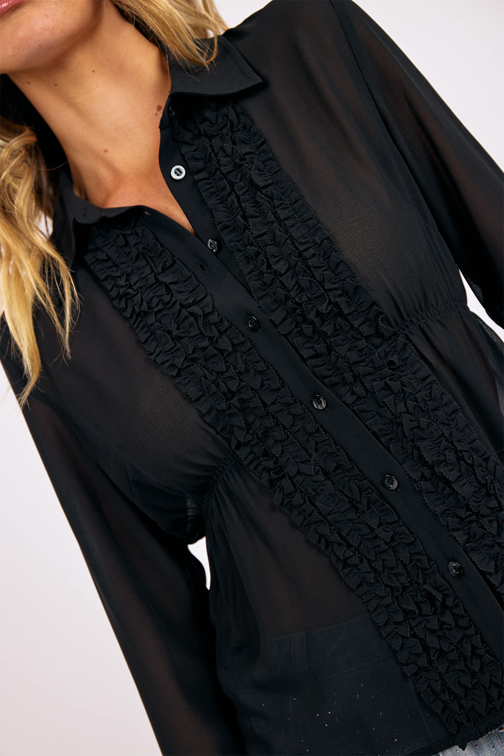 Sage the Label - Members Only Sheer Blouse - Black - Detail