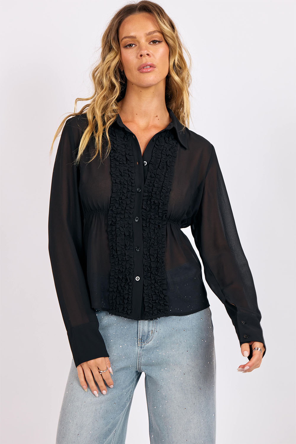 Sage the Label - Members Only Sheer Blouse - Black - Front