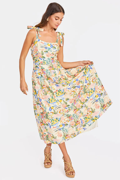 sage the label nostalgic paradise dress coral rose multi