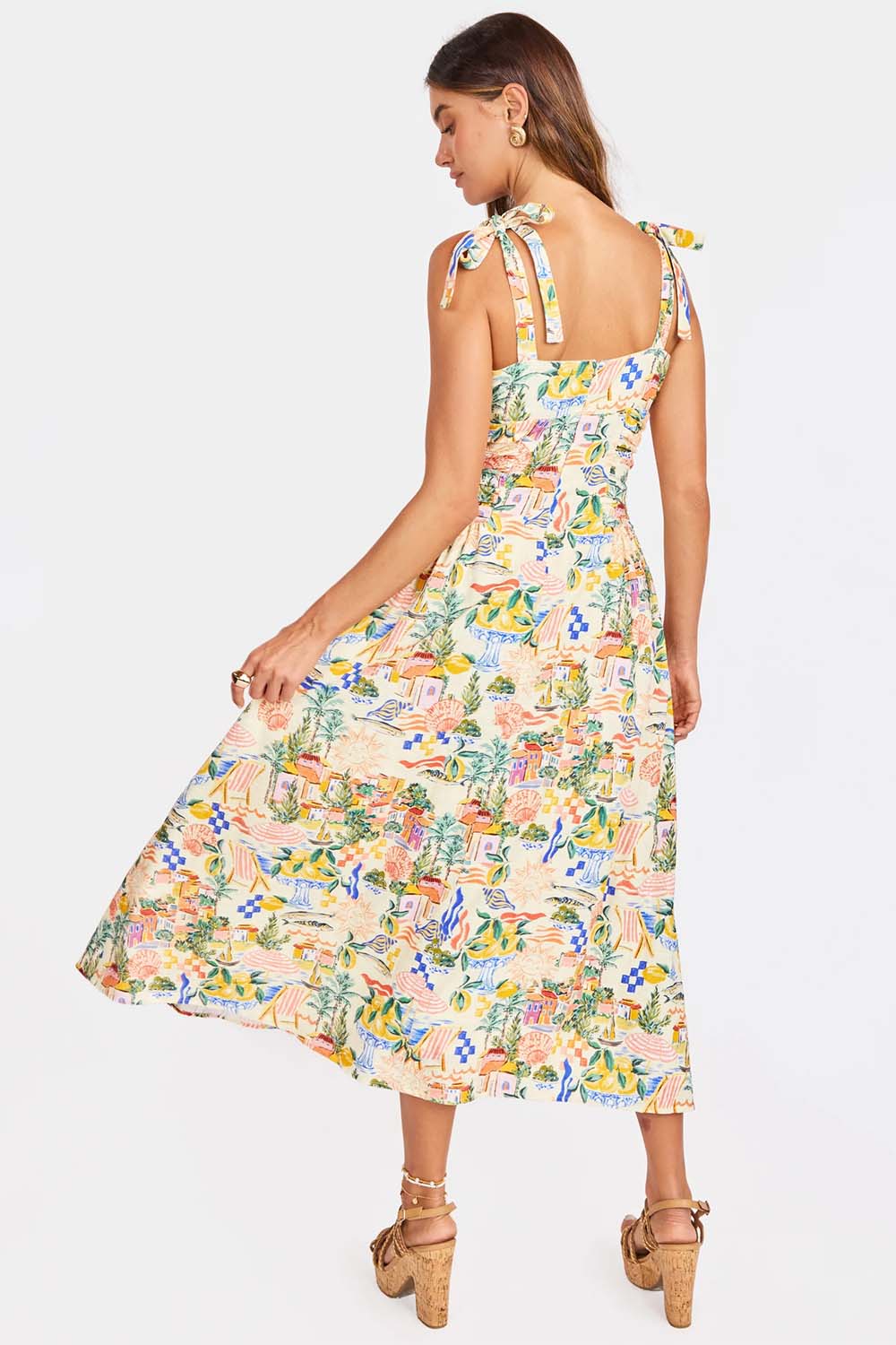 sage the label nostalgic paradise dress coral rose multi back