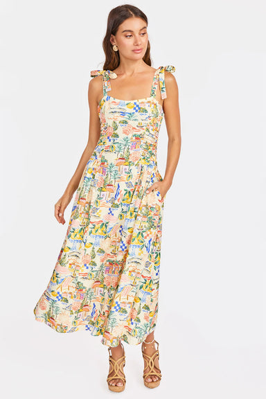 sage the label nostalgic paradise dress coral rose multi front