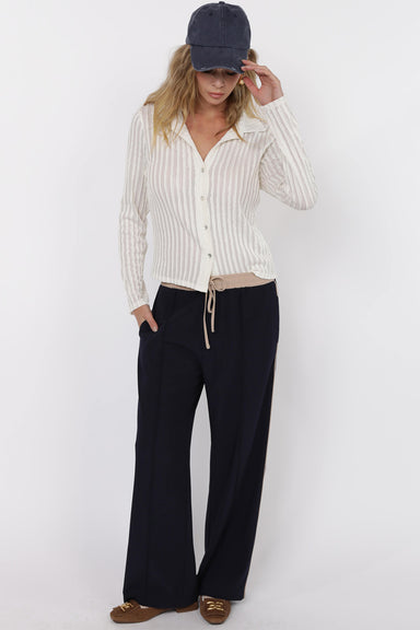 Sage the Label - On Film Drawstring Pant - Navy Tan 