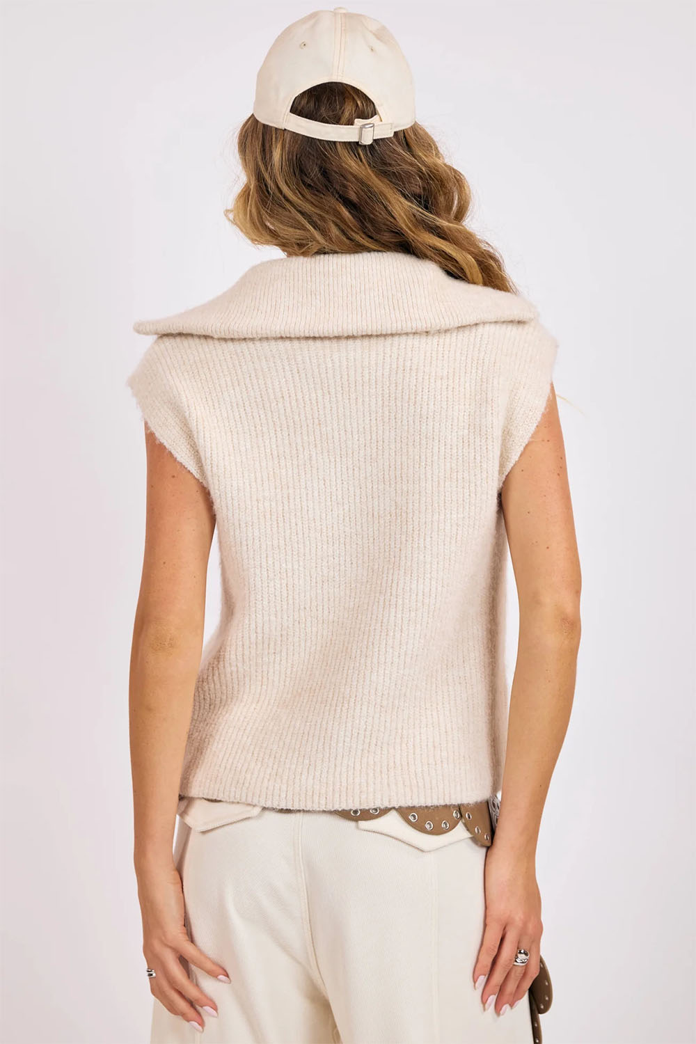 sage the label opal half zip sweater vest ivory back