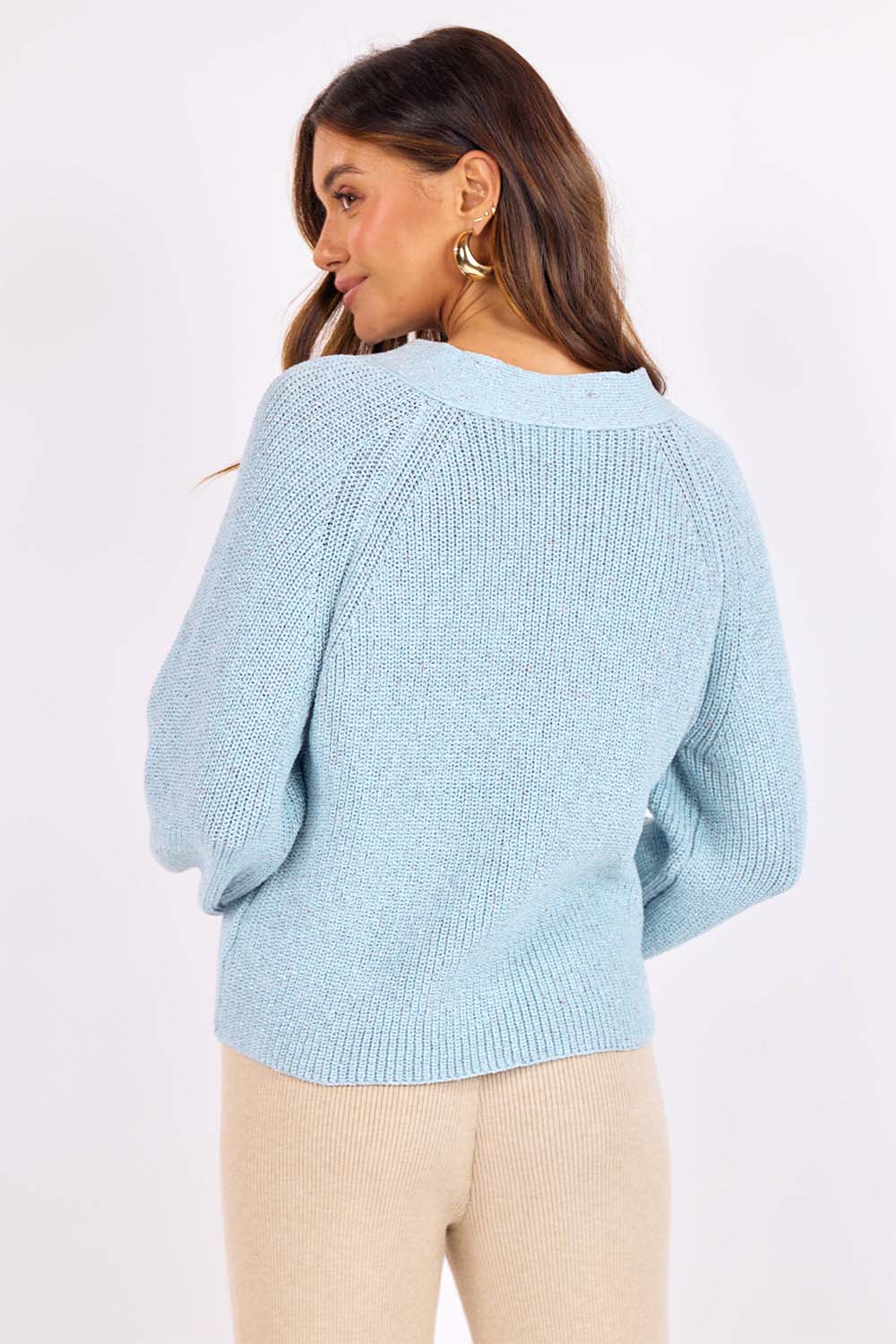 sage the label phoebe v neck sweater dusty blue back
