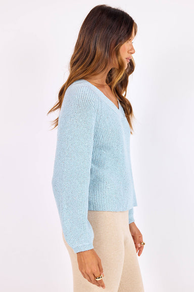 sage the label phoebe v neck sweater dusty blue side