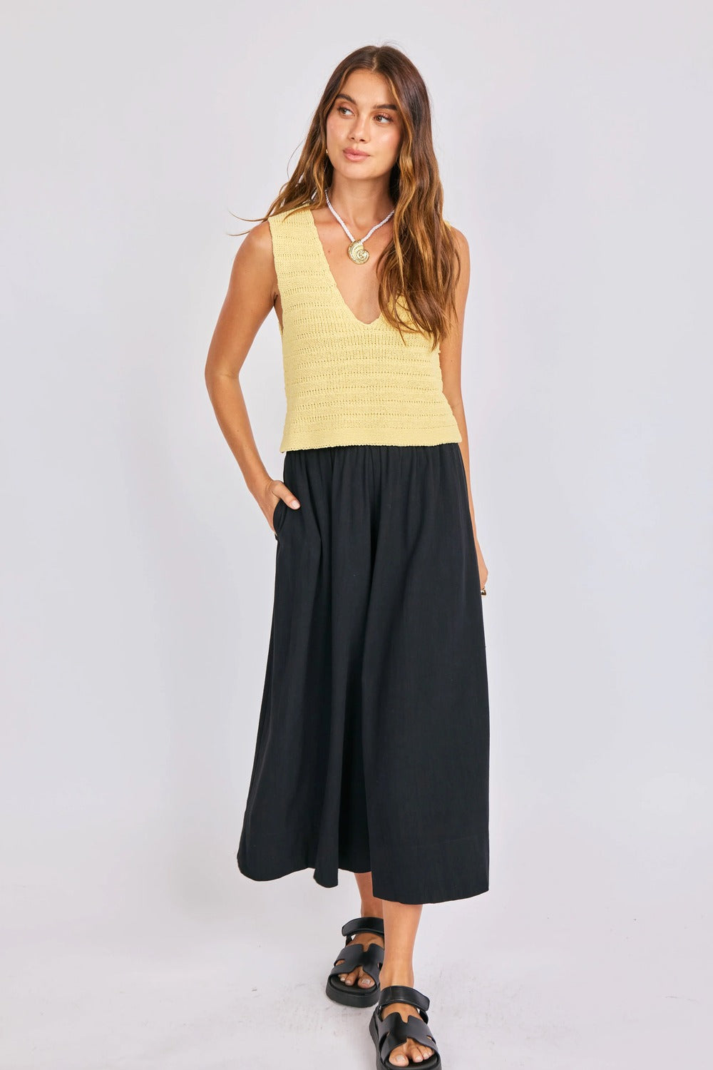 sage the label pineapple sweater tank lemon