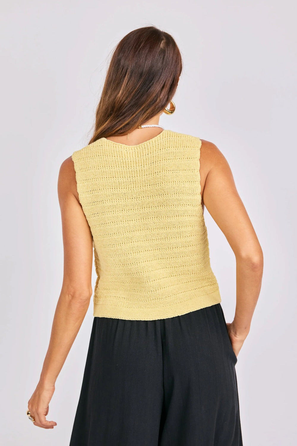 sage the label pineapple sweater tank lemon back