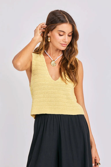 sage the label pineapple sweater tank lemon front