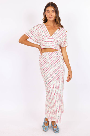sage the label rosebud maxi skirt pink multi