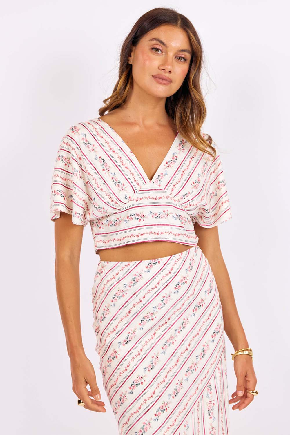 sage the label rosebud open back top pink multi front