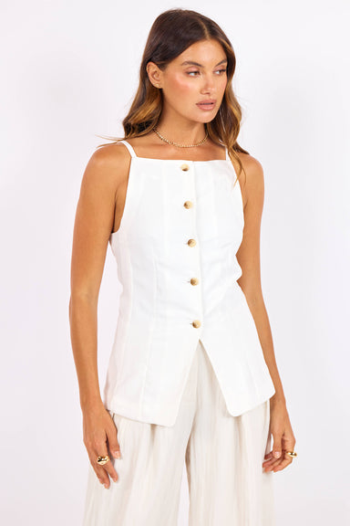 sage the label skyscraper vest top white front