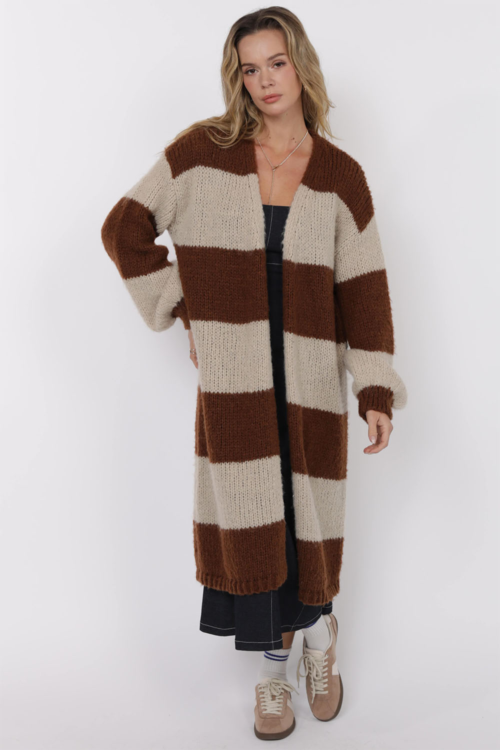 Sage the Label - Suki Duster Cardigan - Brown Camel - Front