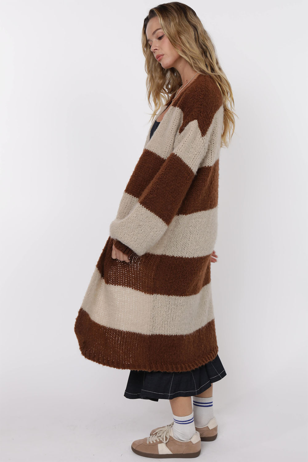 Sage the Label - Suki Duster Cardigan - Brown Camel - Side