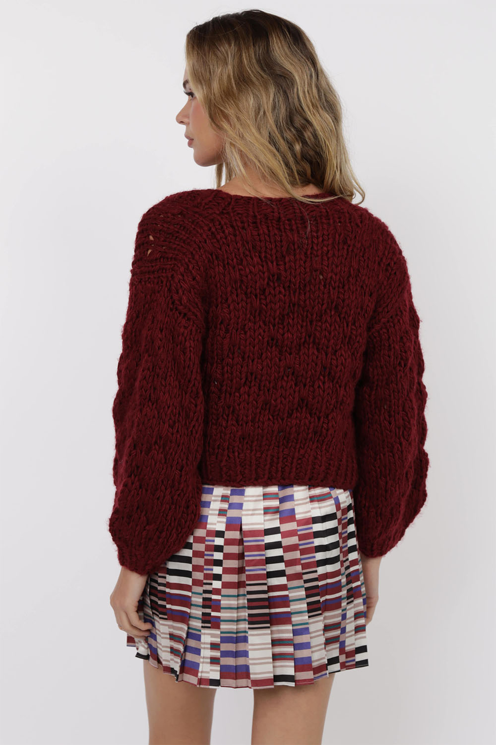 Sage the Label - This and That Chunky Cardi - Wine - Back