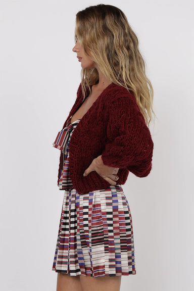 Sage the Label - This and That Chunky Cardi - Wine - Side